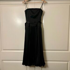 vtg LAZARO pleated drop waist strapless dress gown with ribbon belt size 2